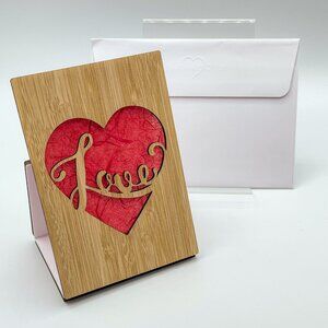 HeartSpace Card | Heart Love Light Up Card, Handmade Natural Wood Anniversary